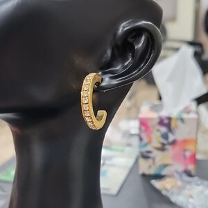 VINTAGE CRYSTAL-EMBELISHED HOOP EARRINGS